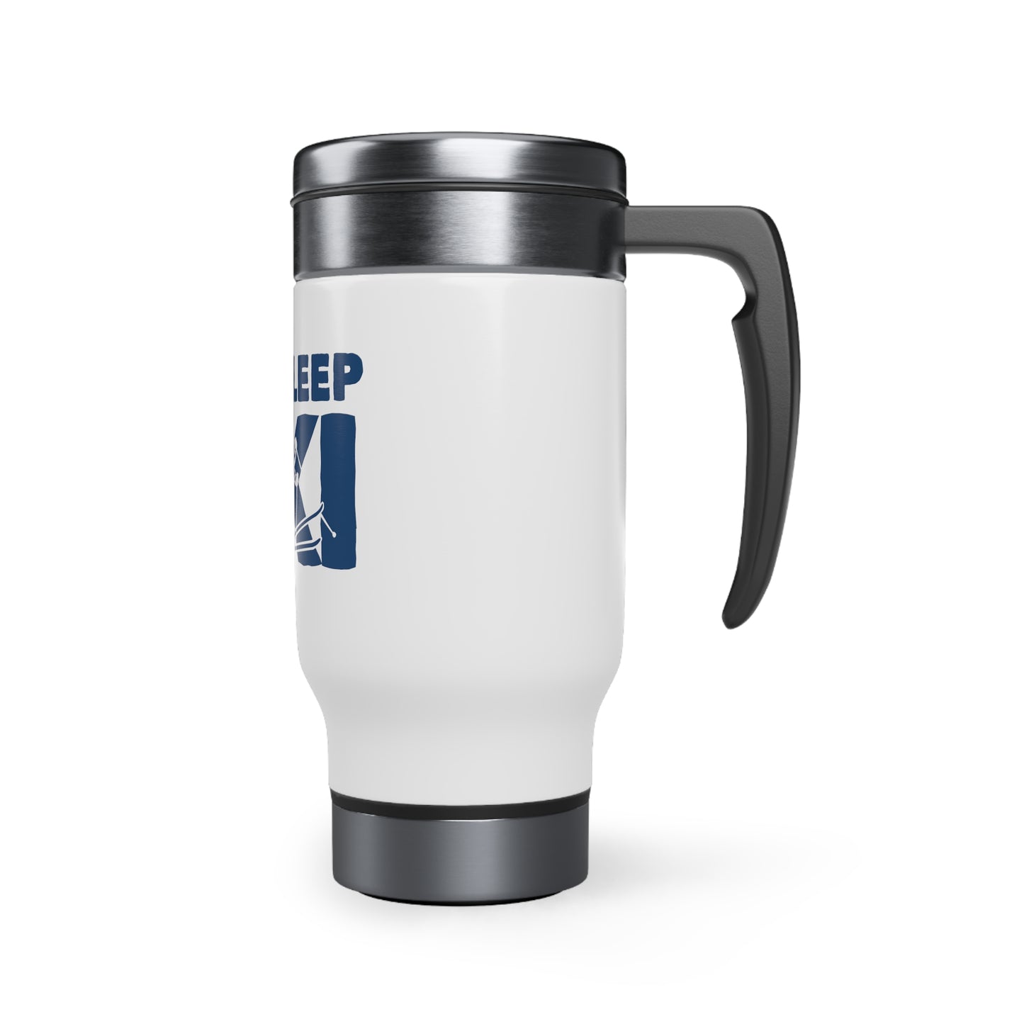 Eat Sleep Ski Stainless Steel Travel Mug with Handle, 14oz