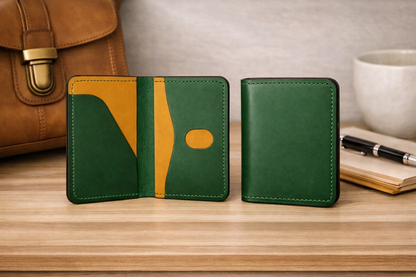 Handmade Buttero Leather Bi‑Fold Wallet — RFID, Walpier Serial Tag, Minimalist Men’s Wallet, Gift‑Ready Packaging