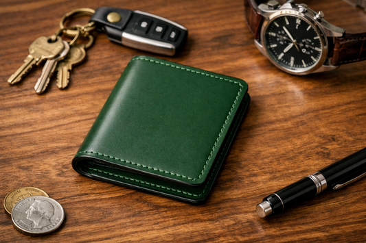 Handmade Buttero Leather Bi‑Fold Wallet — RFID, Walpier Serial Tag, Minimalist Men’s Wallet, Gift‑Ready Packaging