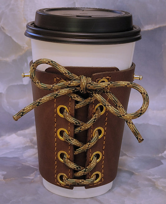 Leather Coffee Cup Carrier Hiking Boots Style Zarf