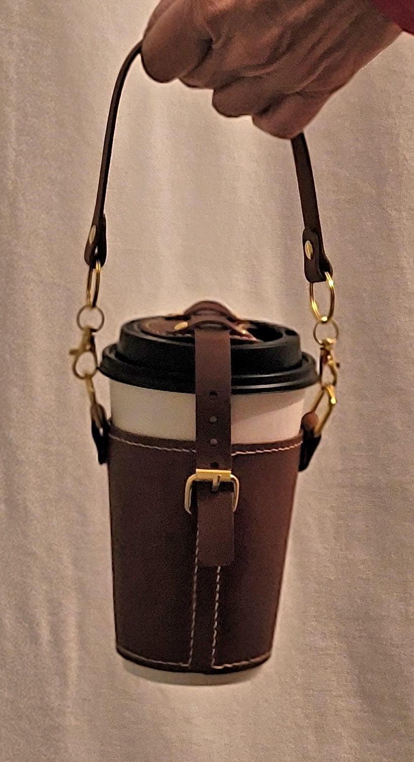 Leather Coffee Cup Carrier Hiking Boots Style Zarf