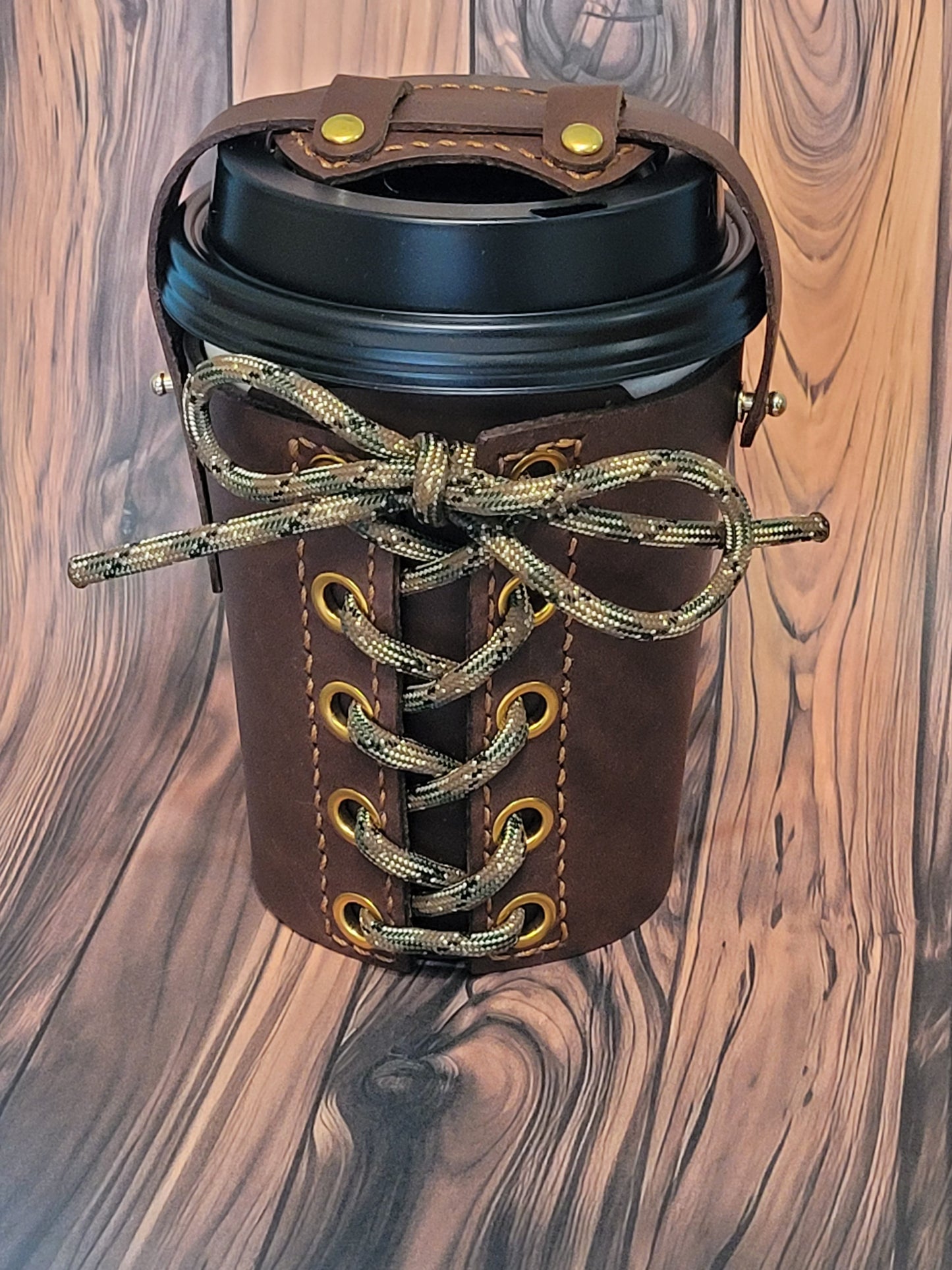 Leather Coffee Cup Carrier Hiking Boots Style Zarf