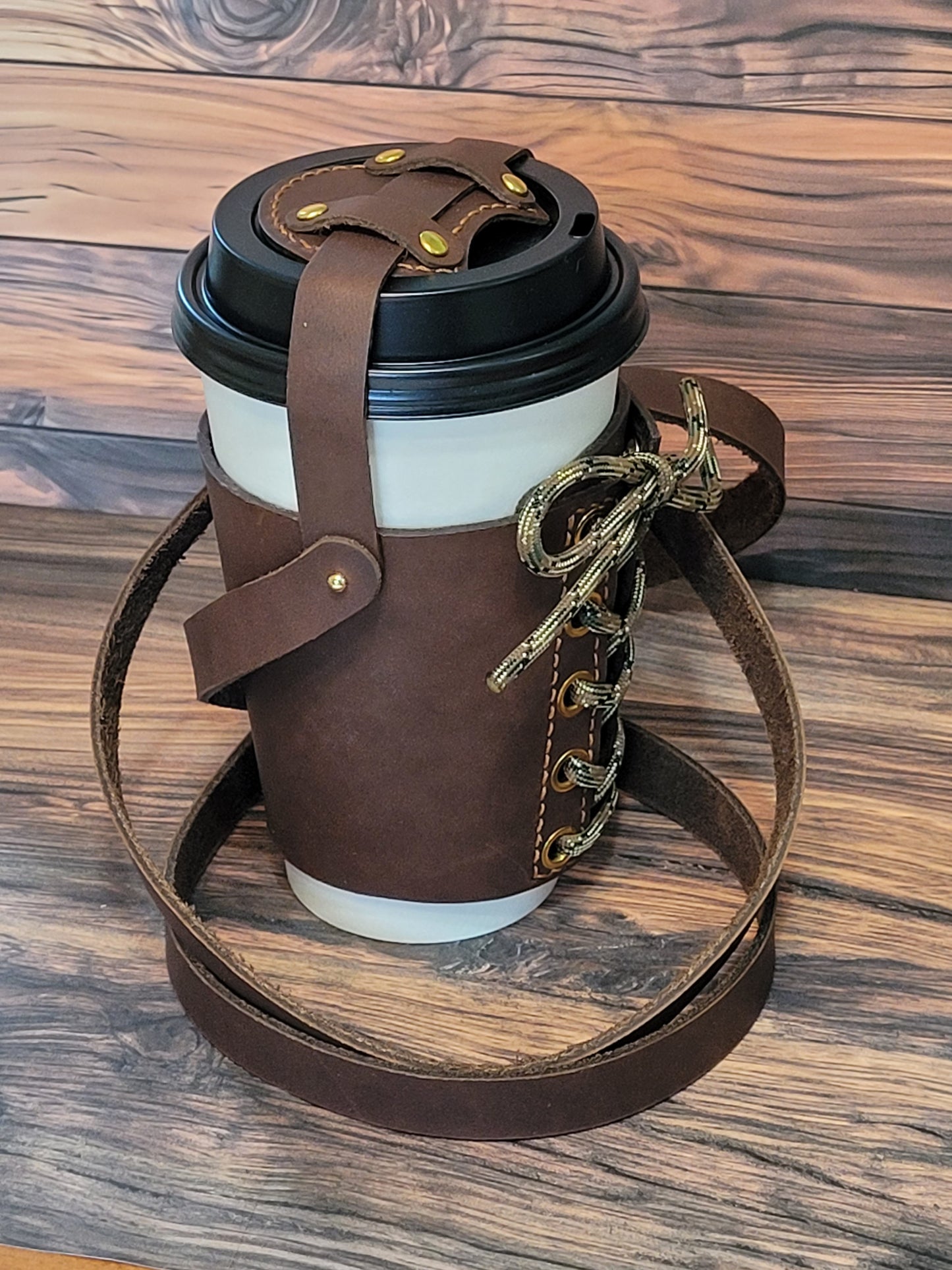 Leather Coffee Cup Carrier Hiking Boots Style Zarf