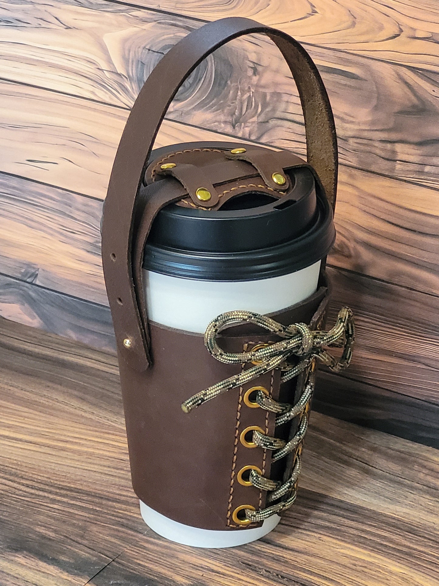 Leather Coffee Cup Carrier Hiking Boots Style Zarf